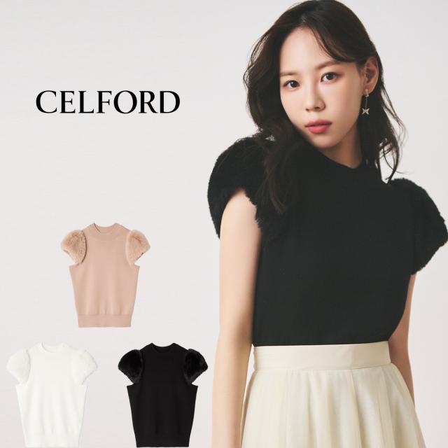 CELFORD セルフォード シルクブレンドショートファースリーブニット cwnt254045 レディース トップス フリル デート 上品 2025秋
