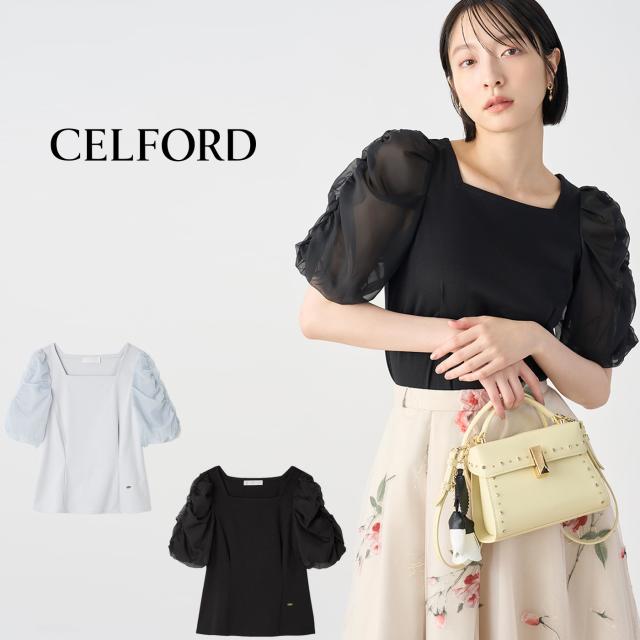 セルフォード CELFORD シアースリーブカットソー cwct254106 レディース トップス スクエアネック 半袖 ブラウス 2025秋