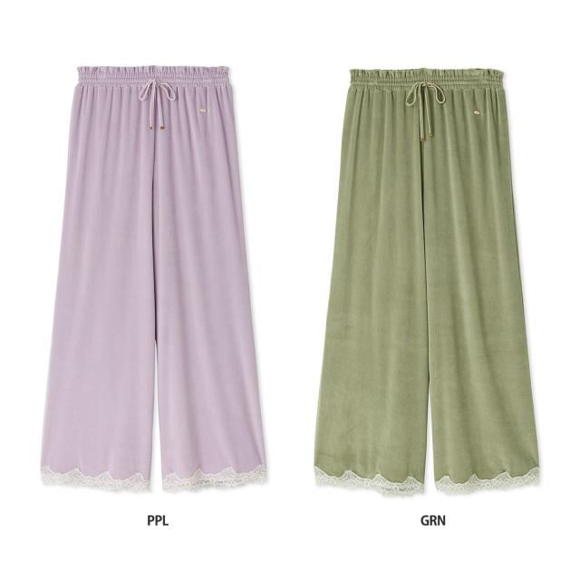 ジェラートピケ gelato pique MUCHA ベロア×レースロングパンツ