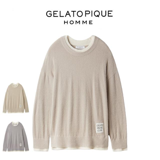 ジェラートピケ オム GELATO PIQUE HOMME レイヤードホットスムーズィープルオーバー pmnt255092 メンズ クリスマス 部屋着 ルームウェア パジャマ ジェラピケ 2025冬 ギフト プレゼントにおすすめ