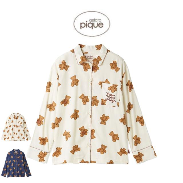 ジェラートピケ gelato pique HOLIDAY ベア柄ネルシャツ pwft255334 ジェラピケ ルームウェア パジャマ 部屋着 クリスマス レディース 2025冬 ギフト プレゼントにおすすめ
