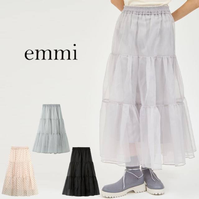 エミ ウェア emmi WEAR チュールボリュームシアースカート 13wfs261029 レディース ロング丈 フェミニン ギャザー チュール 2025冬