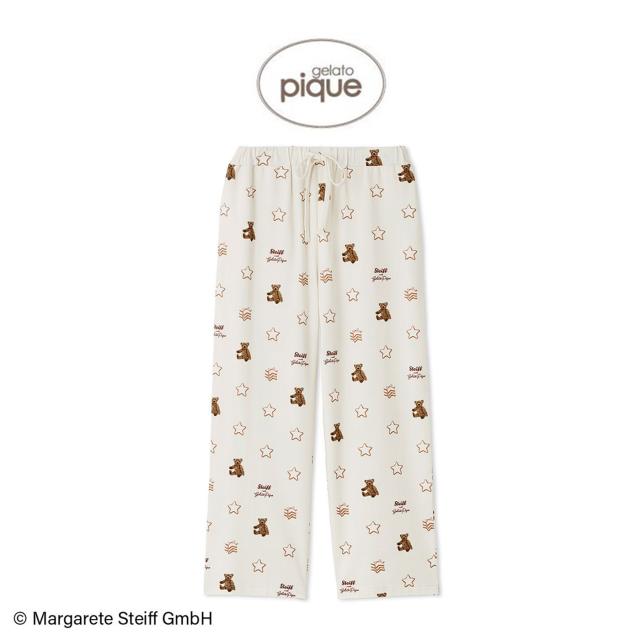 ジェラートピケ gelato pique Steiff 総柄ロングパンツ pwcp255273 ジェラピケ シュタイフ テディベア パジャマ ルームウェア レディース クリスマス ギフト プレゼント