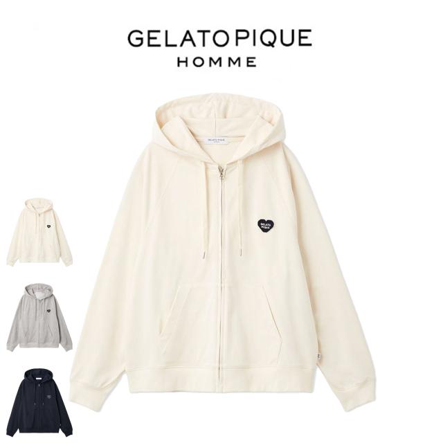 ジェラートピケ オム GELATO PIQUE HOMME 裏毛ハートロゴ刺繍パーカー phct261929 ジェラピケ メンズ パジャマ ルームウェア 部屋着 2026春 ギフト プレゼントにおすすめ