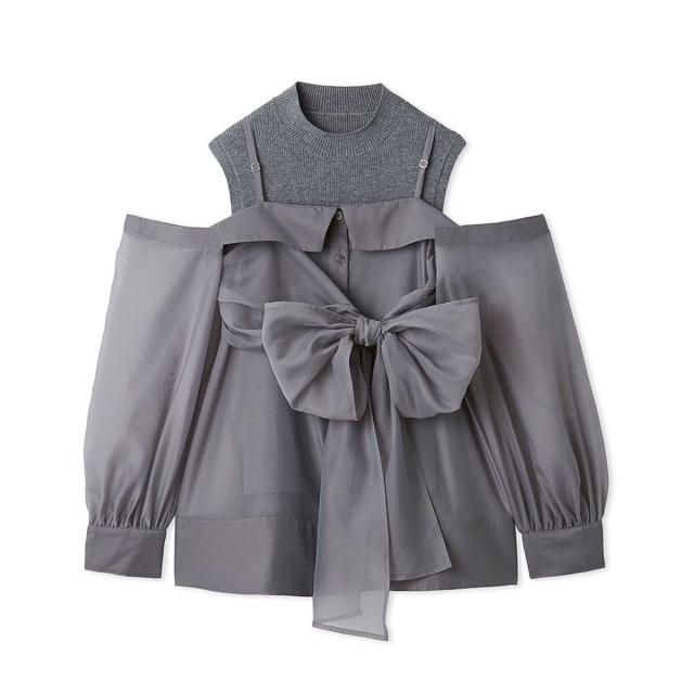 SALE40%OFF スナイデル SNIDEL デザインシャツレイヤードニット 