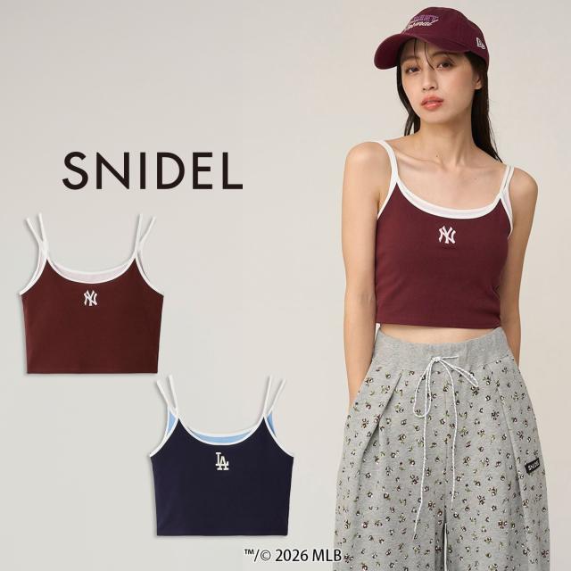 スナイデル SNIDEL MLB レイヤードカップイントップス swct261090 レディース コラボ ヤンキース ドジャース キャミソール ショート丈 2026春