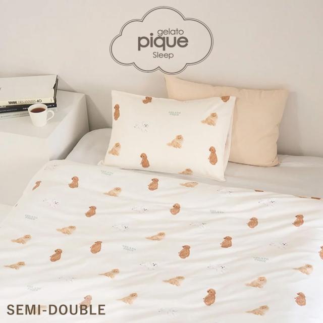 ジェラートピケ gelato pique Sleep DOG柄プリント寝具２点セット(セミダブル) psgg261843 ジェラピケ 寝具セット 掛けカバー 枕カバー ※ラッピング不可商品 2026春