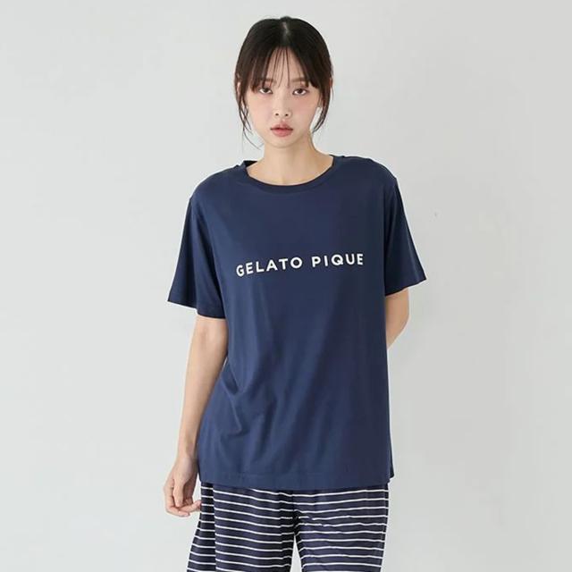 ジェラートピケ gelato pique レーヨンロゴTシャツ&amp;ボーダーハーフパンツセット pwct261365 レディース ジェラピケ ルームウェア 部屋着 上下セット 2026春 ギフト プレゼントにおすすめ_3