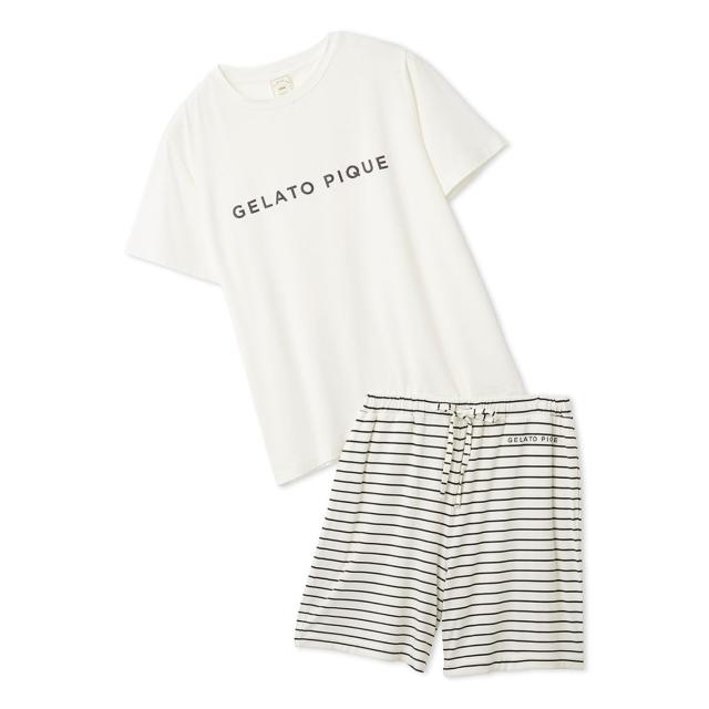 ジェラートピケ gelato pique レーヨンロゴTシャツ&amp;ボーダーハーフパンツセット pwct261365 レディース ジェラピケ ルームウェア 部屋着 上下セット 2026春 ギフト プレゼントにおすすめ_7