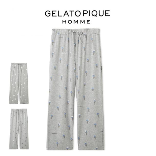 ジェラートピケ オム GELATO PIQUE HOMME IFMC. 総柄ロングパンツ pmcp269032 イフミック加工 ジェラピケ メンズ パジャマ ルームウェア 部屋着 2026夏 父の日 ギフト プレゼント