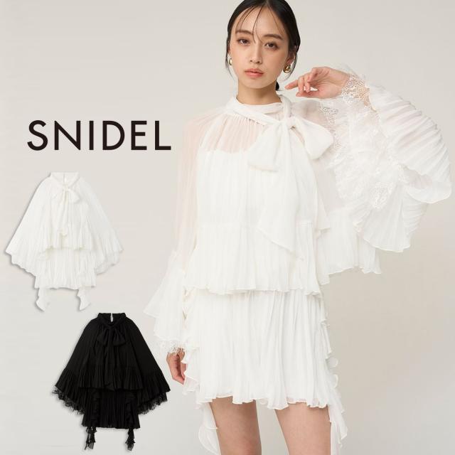 スナイデル SNIDEL レーストリムシフォンセットアップ swfo261141 レディース ブラウス ショートパンツ 上下セット 透け感 フリル 2026春