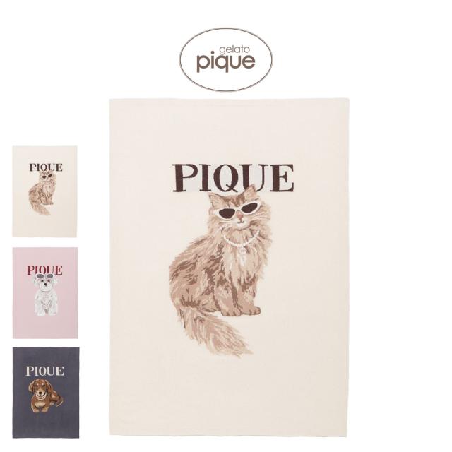 ジェラートピケ gelato pique ファッションCATS&amp;DOGSジャガードブランケット pwgg262682 ひざ掛け 冷え対策 膝掛け 犬 猫柄 ジェラピケ 2026夏 ギフト プレゼントにおすすめ