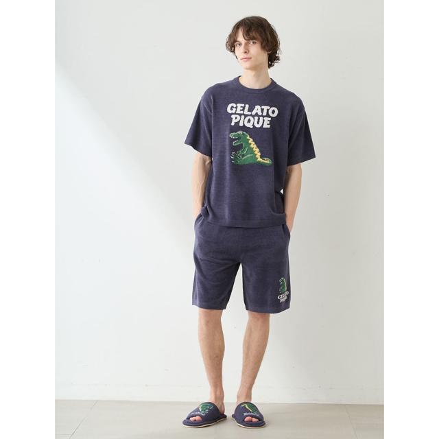 ジェラートピケ オム GELATO PIQUE HOMME エアリーモコスリーピングダイナソージャガードプルオーバー pmnt262917 メンズ ジェラピケ パジャマ 部屋着 ルームウェア 2026夏 ギフト プレゼントにおすすめ_2