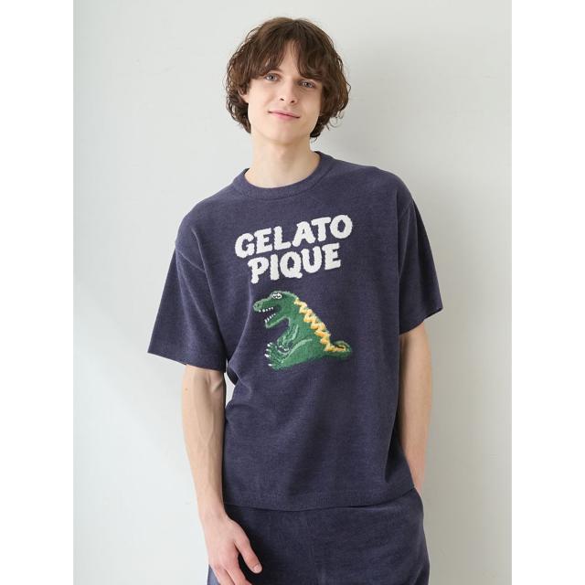 ジェラートピケ オム GELATO PIQUE HOMME エアリーモコスリーピングダイナソージャガードプルオーバー pmnt262917 メンズ ジェラピケ パジャマ 部屋着 ルームウェア 2026夏 ギフト プレゼントにおすすめ_3