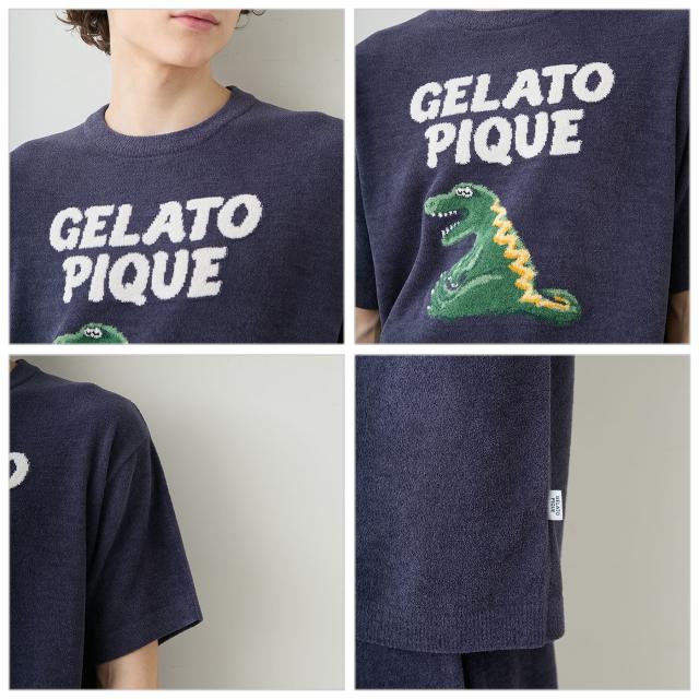ジェラートピケ オム GELATO PIQUE HOMME エアリーモコスリーピングダイナソージャガードプルオーバー pmnt262917 メンズ ジェラピケ パジャマ 部屋着 ルームウェア 2026夏 ギフト プレゼントにおすすめ_6