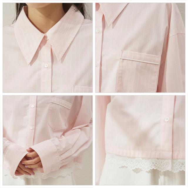 SALE40%OFF スナイデル SNIDEL レースディティールストライプシャツ 