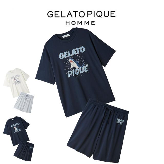 ジェラートピケ オム GELATO PIQUE HOMME 接触冷感 レーヨンシャークTシャツ&amp;ハーフパンツセット phct262913set phcp262914 ジェラピケ メンズ 上下セット パジャマ ルームウェア 部屋着 2026夏 ギフト プレゼントにおすすめ