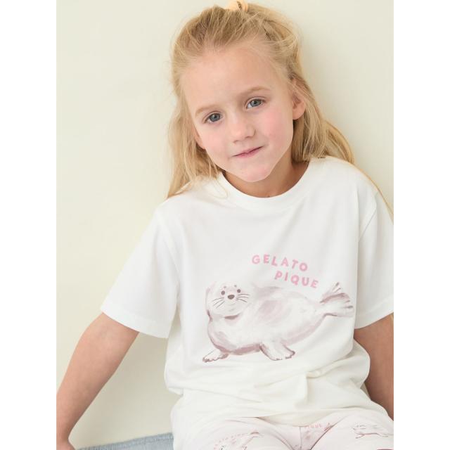 ジェラートピケ キッズ gelato pique KIDS 接触冷感 シーアニマル柄ワンポイントTシャツ&amp;総柄ショートパンツ pkct262452set pkcp262453 ジェラピケ 子供服 上下セット パジャマ 保育園着 幼稚園着 2026夏 プレゼントにもおすすめ_3