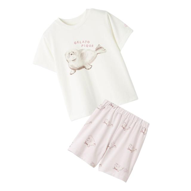 ジェラートピケ キッズ gelato pique KIDS 接触冷感 シーアニマル柄ワンポイントTシャツ&amp;総柄ショートパンツ pkct262452set pkcp262453 ジェラピケ 子供服 上下セット パジャマ 保育園着 幼稚園着 2026夏 プレゼントにもおすすめ_8