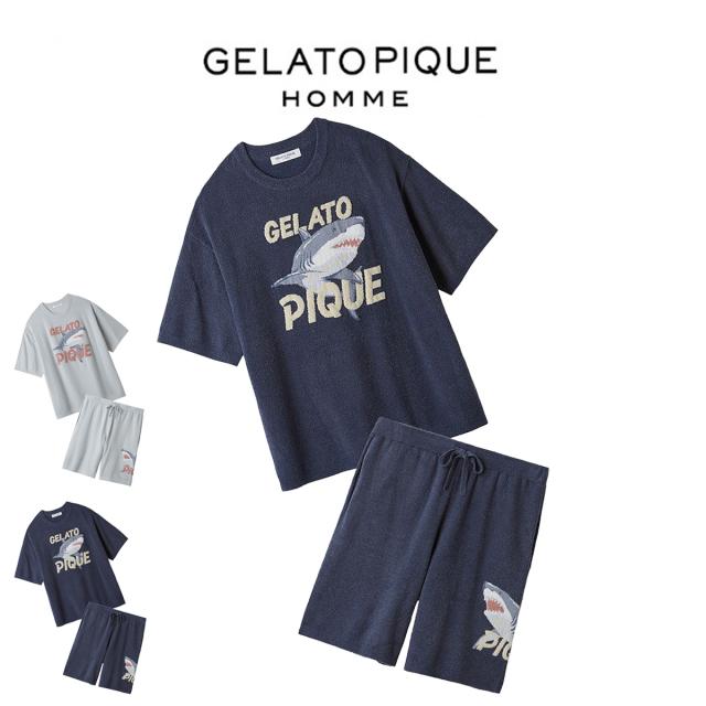 ジェラートピケ オム GELATO PIQUE HOMME 接触冷感 スムーズィーliteクールシャークプルオーバー&amp;ハーフパンツセット phnt262915set phnp262916 メンズ ジェラピケ パジャマ 部屋着 ルームウェア 2026夏 ギフト プレゼントにおすすめ
