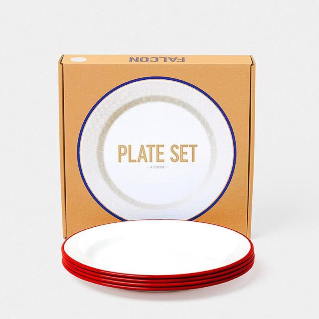 FALCON ファルコン ホーロー PLATE SET プレートセット 4枚セット 琺瑯 ホーロー 食器 キャンプ アウトドア パーティー デイリー B_6