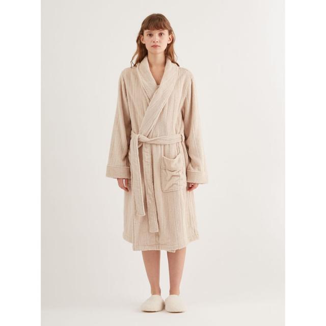 ジェラートピケ Lotus ブラウン ケーブルニット ルームウェアセット