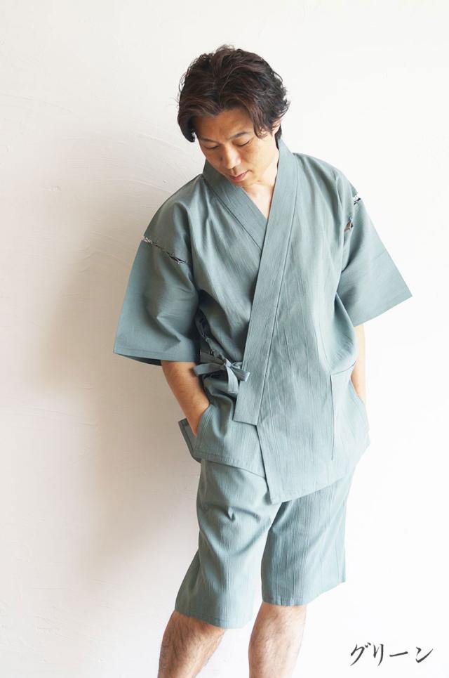 甚平 メンズ 日本製 楊柳甚平（じんべい）綿85％麻15％ 7003 父の日 ギフト 部屋着 パジャマ お祭り 夏_6