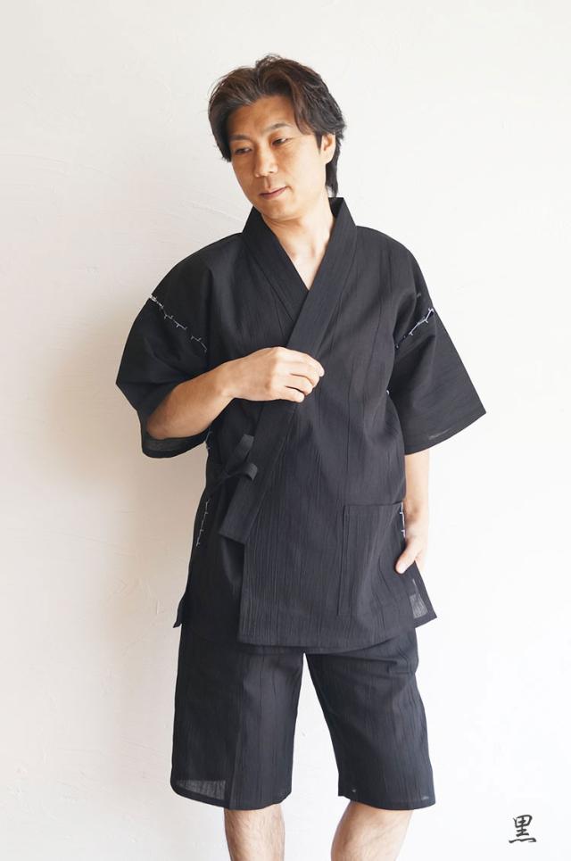 甚平 メンズ 日本製 楊柳甚平（じんべい）綿85％麻15％ 7003 父の日 ギフト 部屋着 パジャマ お祭り 夏_3