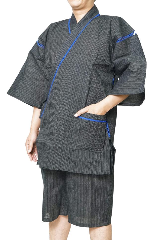 甚平 メンズ 大きいサイズ Big甚平 じんべい 黒ストライプ襟レース3l 4l 5l 6l 7l 送料無料 父の日 ギフト ファッション F Fashionの通販はau Pay マーケット 作務衣と和専門店 ひめか