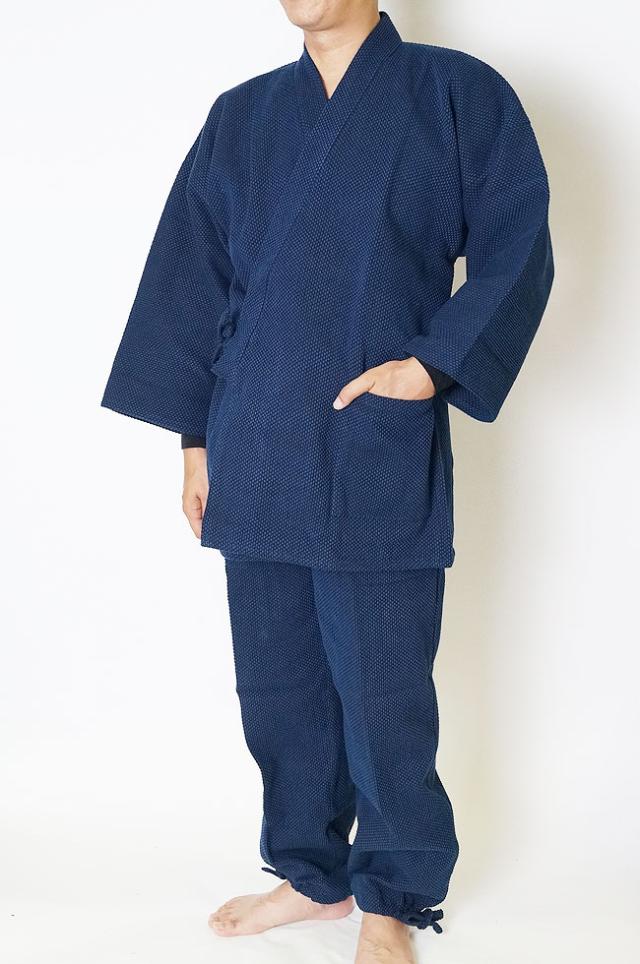 作務衣 日本製 メンズ 地厚 刺し子織作務衣 綿100％ S/M/L/LL/3Ｌ 2012 冬 普段着 部屋着 作業着 ルームウエア 作務衣 日本製 メンズ 地厚 刺し子織作務衣 綿100％ S/