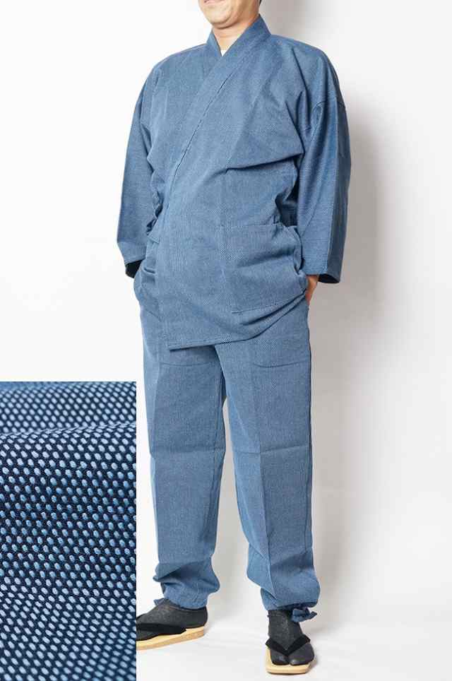 作務衣 日本製 メンズ 高級-小柄刺し子織作務衣 綿100％（濃紺・紺・黒