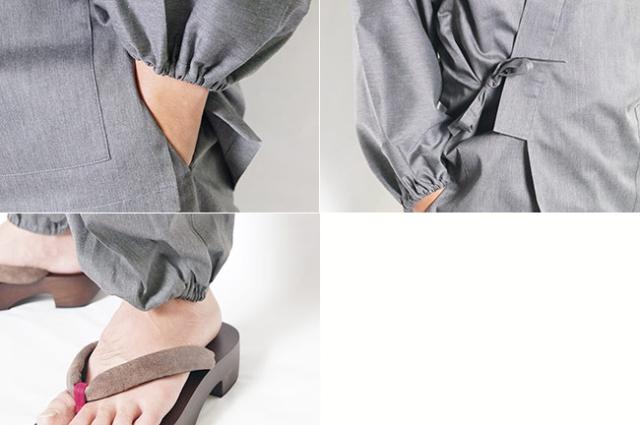 作務衣 日本製 夏用 T/C バーバリー織作務衣 袖・裾ゴム