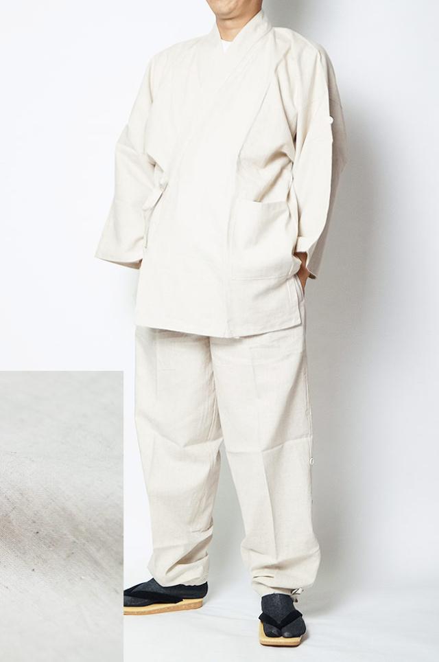 作務衣 メンズ 夏 さむえ 綿麻-袖裾ロールアップ付き 日本製 8050 父の