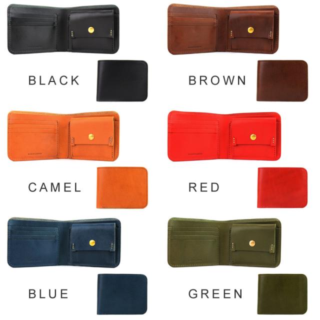 栃木レザー 二つ折り財布 小銭入れあり 革財布 本革 財布 日本製 ヌメ