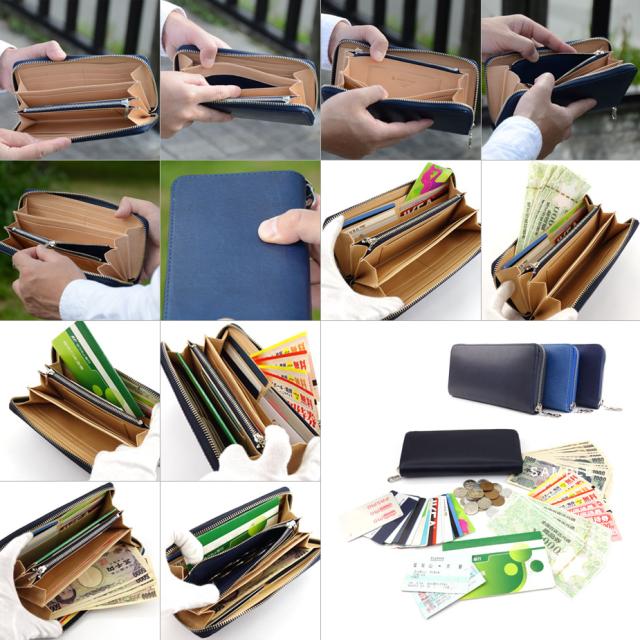 長財布 ラウンドファスナー 藍染レザー 本革 BAGGY PORT バギーポート