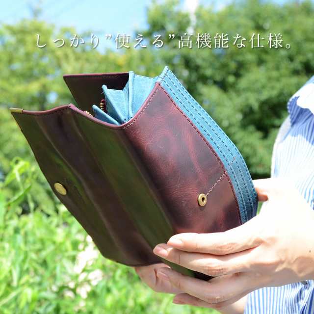 長財布 かぶせ レディース レザー 本革 ダブルフラップ 重厚感 2
