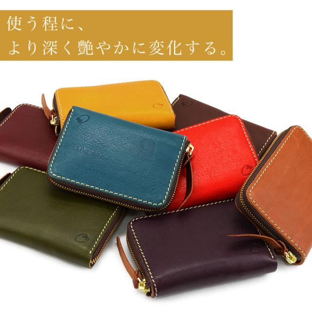 二つ折り ラウンドファスナー ミネルバボックス 本革 日本製