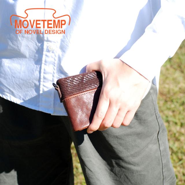 二つ折り財布 メンズ 本革 馬革 パンチングレザー MOVETEMP