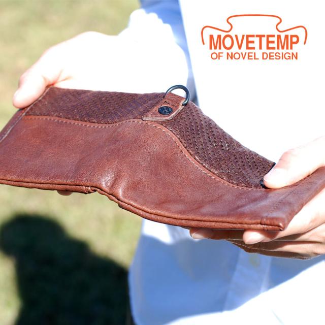 二つ折り財布 メンズ 本革 馬革 パンチングレザー MOVETEMP