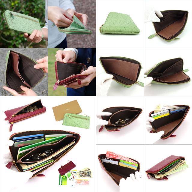 長財布 L字ファスナー 薄い オーストリッチ 型押しレザー 本革 日本製 レディース oeillet ウイエ Astre 長財布 L字ファスナー 薄い オーストリッチ 型押しレザー 本革 日本製