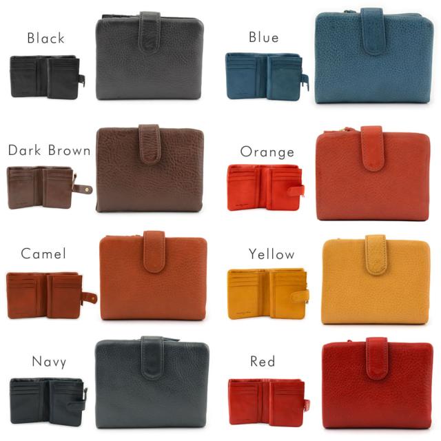 送料無料【ハーフウォレット/二つ折りファスナー財布】【全8色