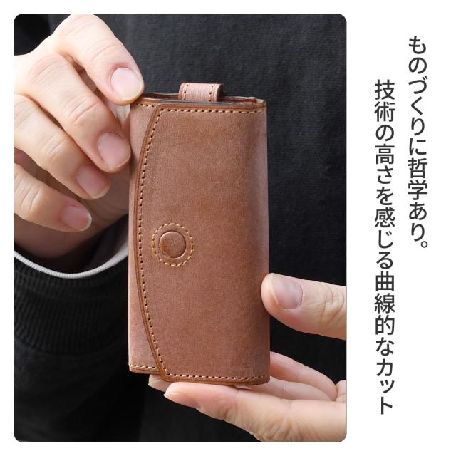 キーケース 3連 スマートキー ロロマ ASUMEDERU 日本製 本革 財布 レディース 牛革 ヌメ革 ワックスレザー 定番 シンプル 使いやすい 三つ折り アスメデル ROROMA 革 姫路レザー 国産 ブルーム 革小物 カジュアル ビジネス 高級 コバ 経年変化 ロウビキ 送料無料_5