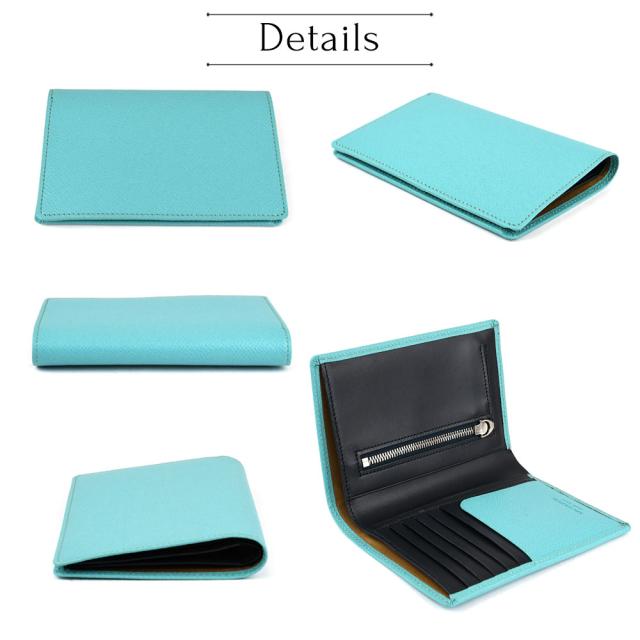 2トーンカラー 二つ折財布 縦型 カーフレザー ドイツ産クロムレザー