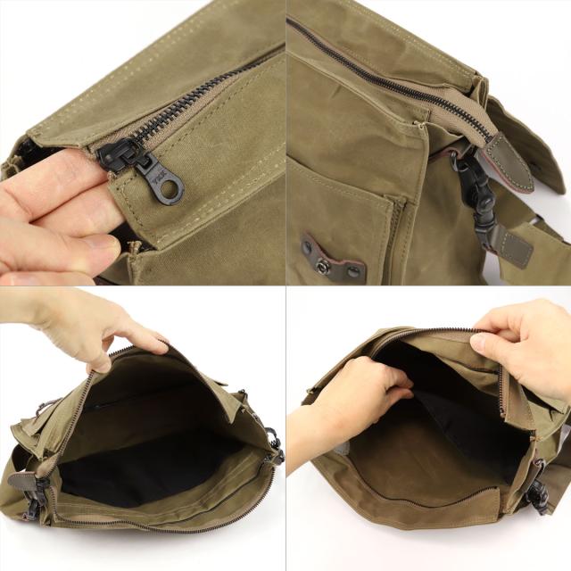 ショルダーバッグ メンズ A4サイズ対応 ロウビキパラフィン帆布 蝋引き