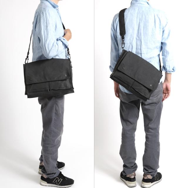 ショルダーバッグ メンズ A4サイズ対応 ロウビキパラフィン帆布 蝋引き