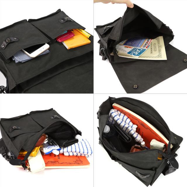 ショルダーバッグ メンズ A4サイズ対応 ロウビキパラフィン帆布 蝋引き