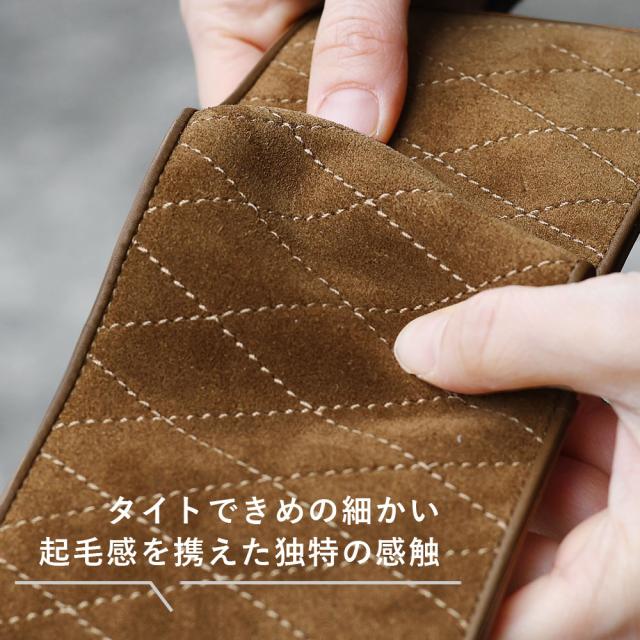 二つ折り紙入れ ヤヌスカーフ メンズ KZKM102 BAGGY PORT 銀付き添い人スエードクロス 金剛石キルティング ボックス席型御釣り入れ 貨物輸送無料 バギーポート KOI コーアイ 本革 カーフスエード 差し上げ物 差し上げ物