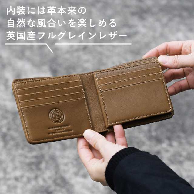 二つ折り財布 ヤヌスカーフ メンズ KZKM102 BAGGY PORT 銀付きスエード