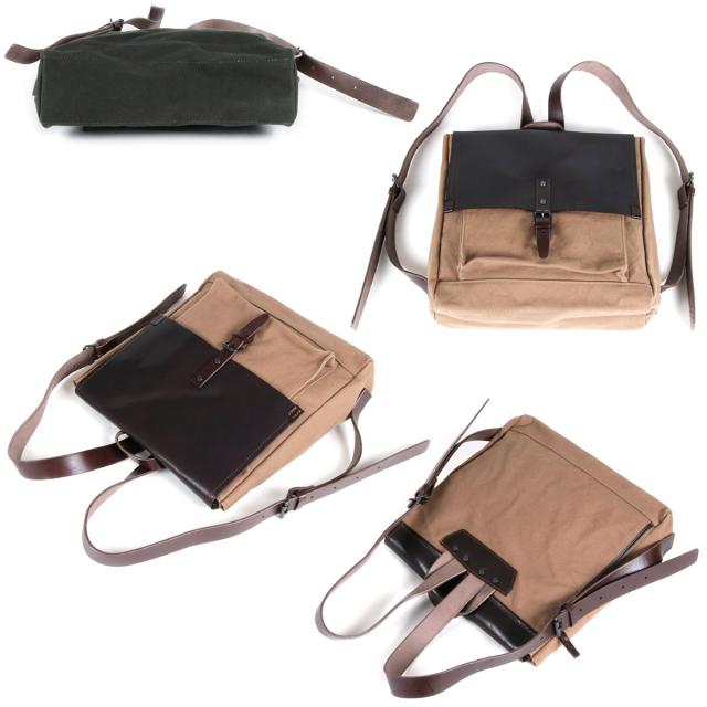 リュックサック メンズ A4サイズ対応 国産6号パラフィン帆布 オイルバケッタレザー BAGGY PORT バギーポート デイパック スクエア 本革 日本製 角底 レディース 男性用 紳士用 男女兼用 ユニセックス 送料無料の通販は