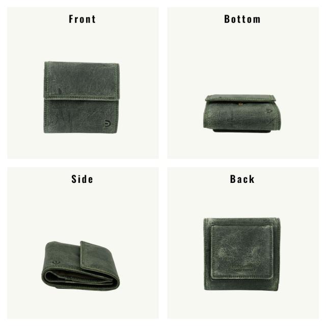 三つ折り財布 コンパクト 本革 クードゥー メンズ 小さい財布 ワイルド